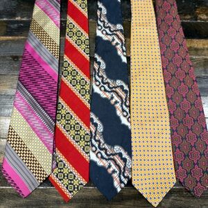 Vintage Necktie Bundle • 70s–80s Retro Prints • Italian Silk + Textured Wovens